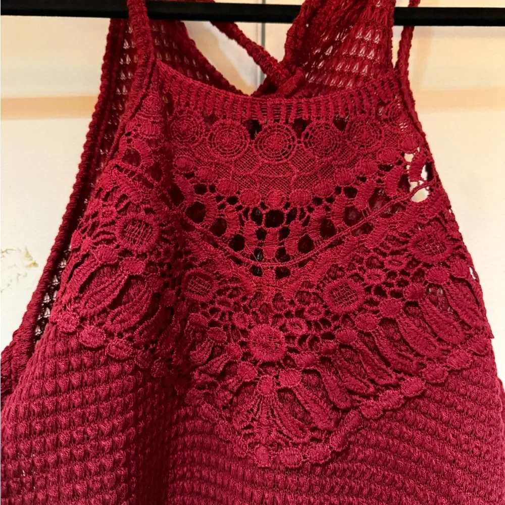 NWOT Red Cropped Ribbed Tank Top - Picture 2 of 6